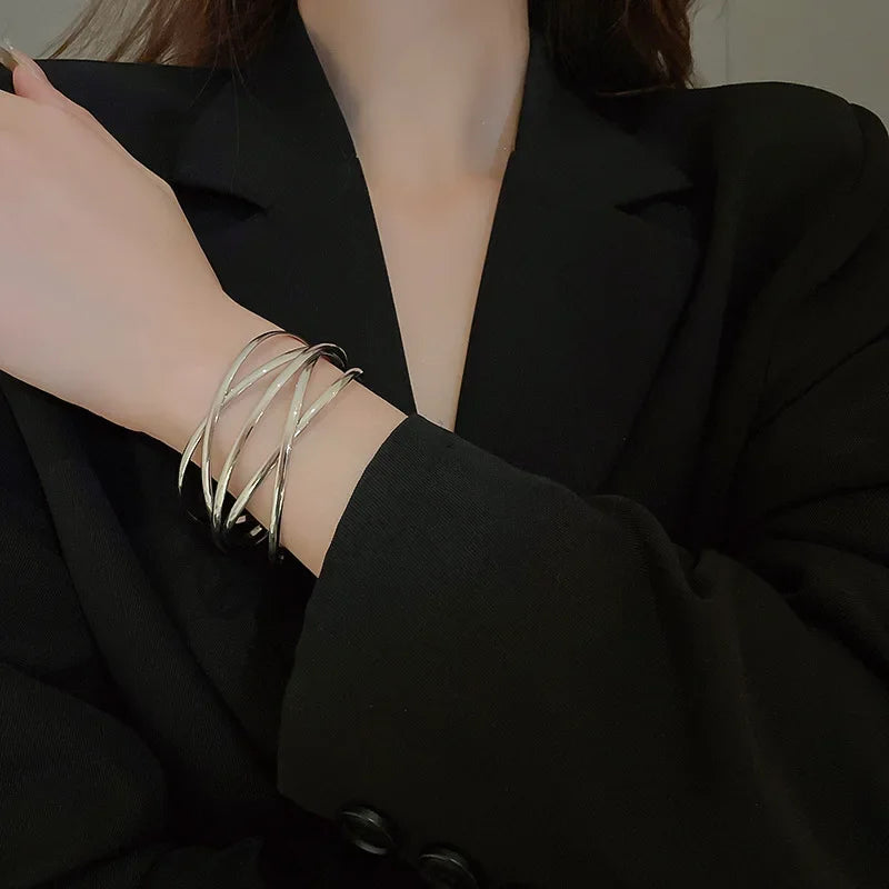 Alloy Round Chain Charms Cuff Bracelet