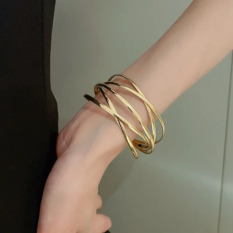 Alloy Round Chain Charms Cuff Bracelet